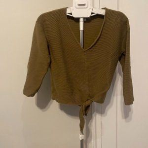 Madewell Khaki tie long sleeve shirt size Large